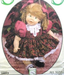 24013 VICTORIA SYNDEES DOLL DRESS, SLIP, PANTS PATTERN 10,16,21'' DOLL